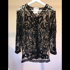 Valenti Sheer Lace Black Cardigan